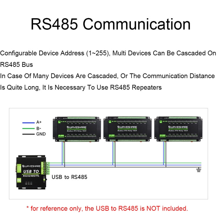 Waveshare 24921 Modbus RTU 16-Ch Relay Module, RS485 Interface, With Multiple Isolation Protection Circuits - Relay Module by Waveshare | Online Shopping South Africa | PMC Jewellery