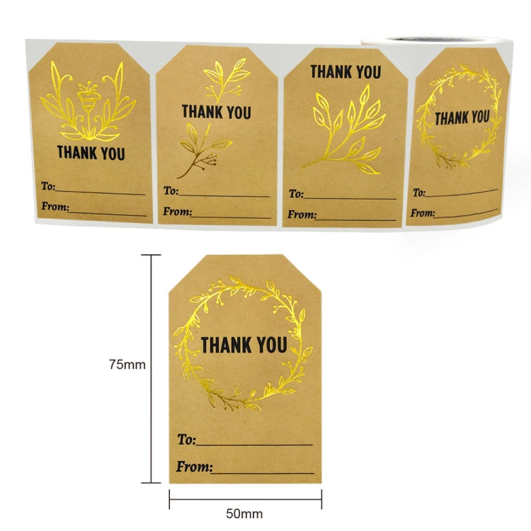 Kraft Paper Thank You Hot Stamping Sticker Gift Wrapping Decoration Label, Size: 50x75mm(K-74) - Sticker & Tags by PMC Jewellery | Online Shopping South Africa | PMC Jewellery