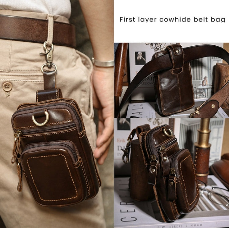 6386 Men Retro Cowhide Multifunctional Sports Belt Waist Bag(Brown) - Waist Bags by PMC Jewellery | Online Shopping South Africa | PMC Jewellery