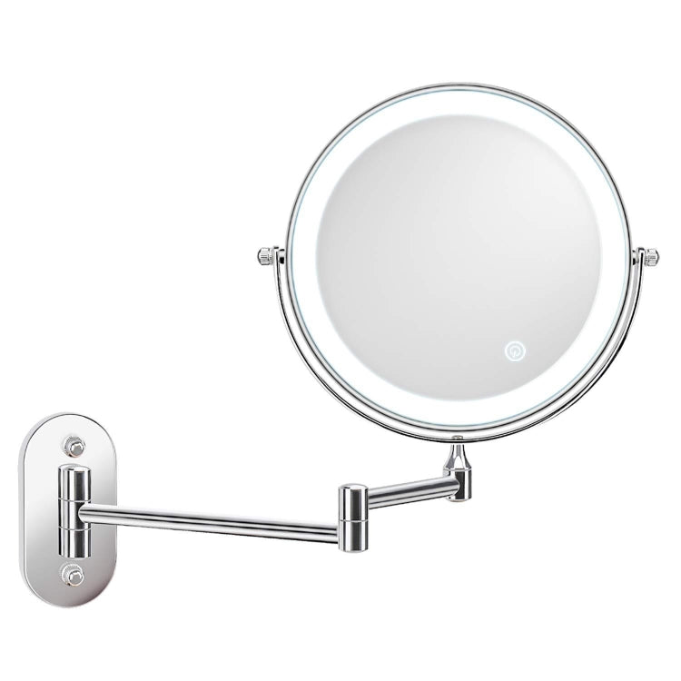 8 Inch Wall-Mounted Double-Sided Makeup Mirror LED Three-Tone Light Bathroom Mirror, Colour: USB Charging Silver(Triple Magnification) - Mirror by PMC Jewellery | Online Shopping South Africa | PMC Jewellery