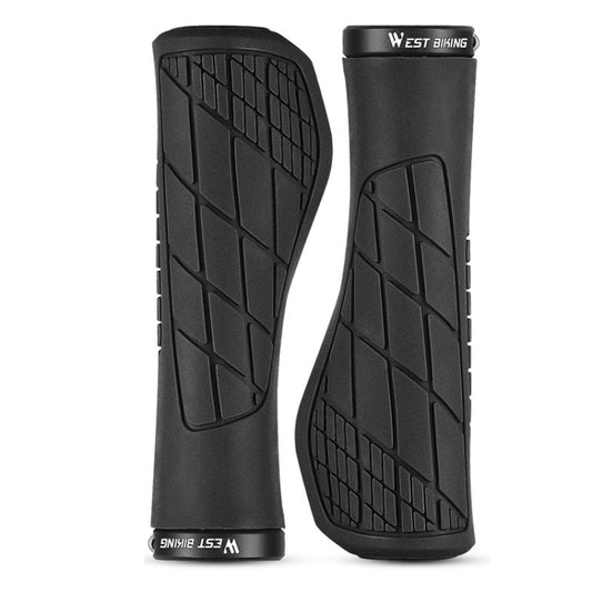 1 Pair WEST BIKING YP0804060 Bicycle Grips Mountain Bike Non-Slip Rubber Grips(Black) - Bicycle Grips by WEST BIKING | Online Shopping South Africa | PMC Jewellery