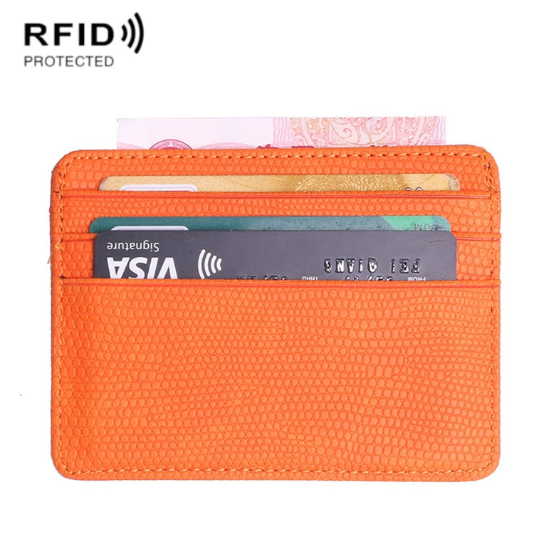 KT1002 RFID Function Lizard Pattern Bank Card Holder PU Business Card Case(Orange) - Antimagnetic RFID Package by PMC TechLife | Online Shopping South Africa | PMC TechLife | Buy Now Pay Later Mobicred