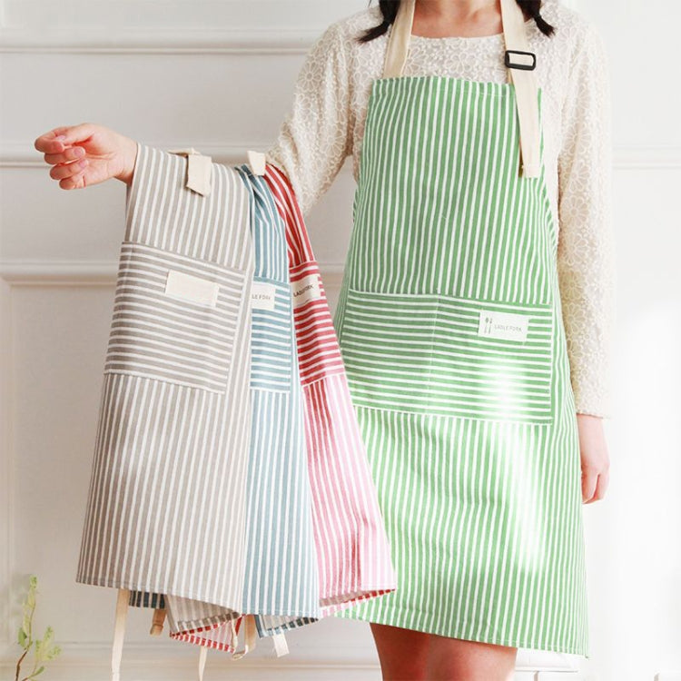 Kitchen Home Cooking Apron Restaurant Works Striped Cotton And Linen Apron(Coffee) - Aprons & Caps by PMC Jewellery | Online Shopping South Africa | PMC Jewellery