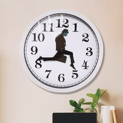 Walking Clock Businessman Briefcase Glass Wall Clock Personality Clock Decoration Round Clock(White) - Wall Clock by PMC Jewellery | Online Shopping South Africa | PMC Jewellery