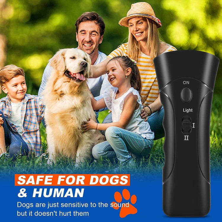 LED Flashlight Ultrasonic Dog Repeller Portable Dog Trainer, Colour: Double black(Colorful Package) - free shipping - PMC TechLife - Order now!