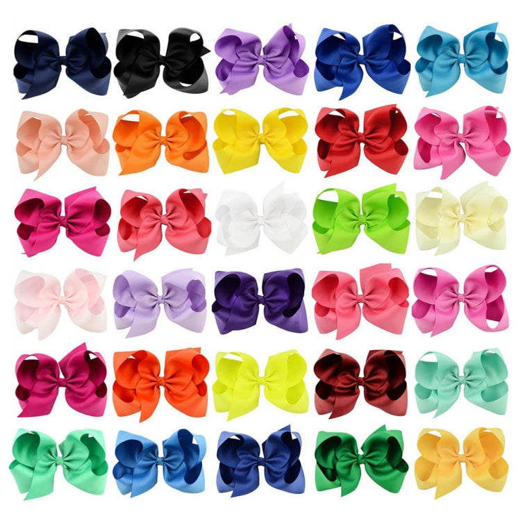 5 PCS 6 Inch Colorful Kids Girls Big Solid Ribbon Hair Bow Clips(5) - Head Bands by PMC Jewellery | Online Shopping South Africa | PMC Jewellery