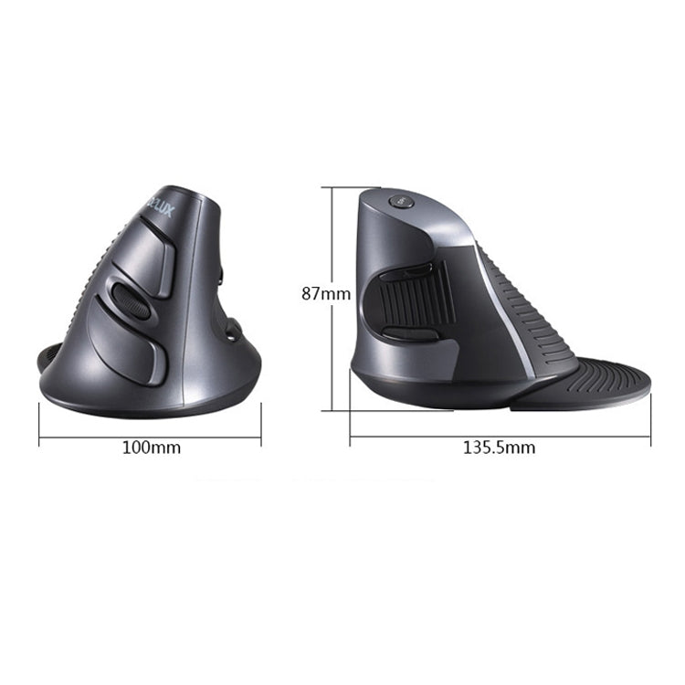 DELUX M618 6-Keys Vertical Snail Ergonomic Wireless Mouse(Black) - Wireless Mice by DELUX | Online Shopping South Africa | PMC TechLife | Buy Now Pay Later Mobicred