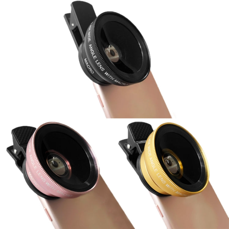 2 PCS 0.45X Ultra-Wide-Angle Macro Combination Mobile Phone External Lens With Clip(Gold) - Macro & Wide-angle by PMC Jewellery | Online Shopping South Africa | PMC Jewellery