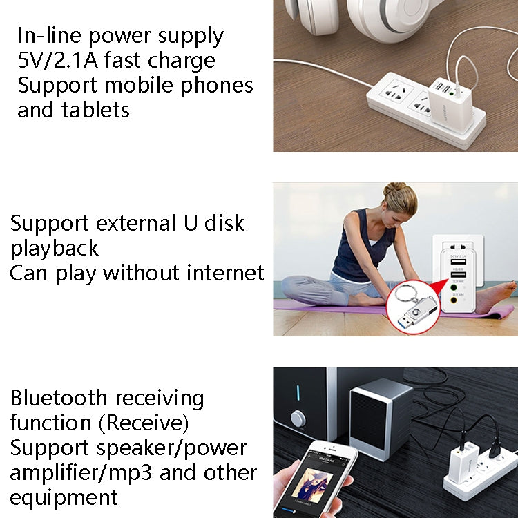 RAEYY D80 Bluetooth Adapter Audio Receiver Support 2.1A Dual USB Fast Charge, US Plug - Audio Receiver Transmitter by PMC Jewellery | Online Shopping South Africa | PMC Jewellery