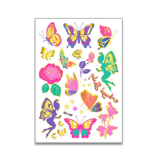 10 PCS Children Water Transfer Fresh Butterfly Bronzing Tattoo Stickers Cartoon Cute Metal Tattoo Stickers(WE-040) - Sticker by PMC Jewellery | Online Shopping South Africa | PMC Jewellery