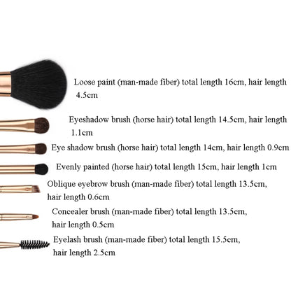 ZOREYA 7-In-1 Makeup Brush Set Brush Blush Brush Foundation Brush With Makeup Brush Bag(New Nude Color) - Makeup Brushes by PMC Jewellery | Online Shopping South Africa | PMC Jewellery