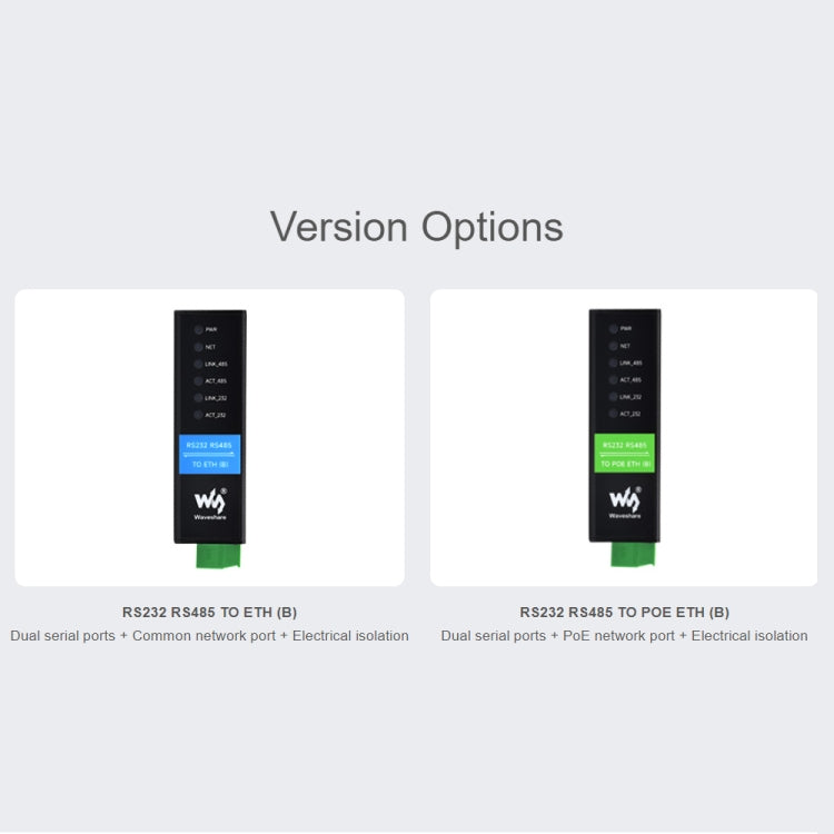Waveshare RS232 RS485 To RJ45 Ethernet Serial Server, Spec: RS232 RS485 TO POE ETH (B) - Other Accessories by Waveshare | Online Shopping South Africa | PMC TechLife | Buy Now Pay Later Mobicred