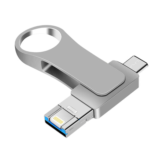 16GB USB 3.0 + 8 Pin + USB-C / Type-C 3 in 1 Mobile Computer Metal U-Disk(Silver) - U Disk & Card Reader by PMC Jewellery | Online Shopping South Africa | PMC Jewellery