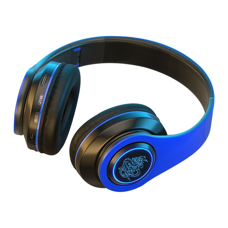 B39 Wireless Bluetooth Headset Subwoofer With Breathing Light Support TF Card(Black Blue) - Headset & Headphone by PMC TechLife | Online Shopping South Africa | PMC TechLife | Buy Now Pay Later Mobicred