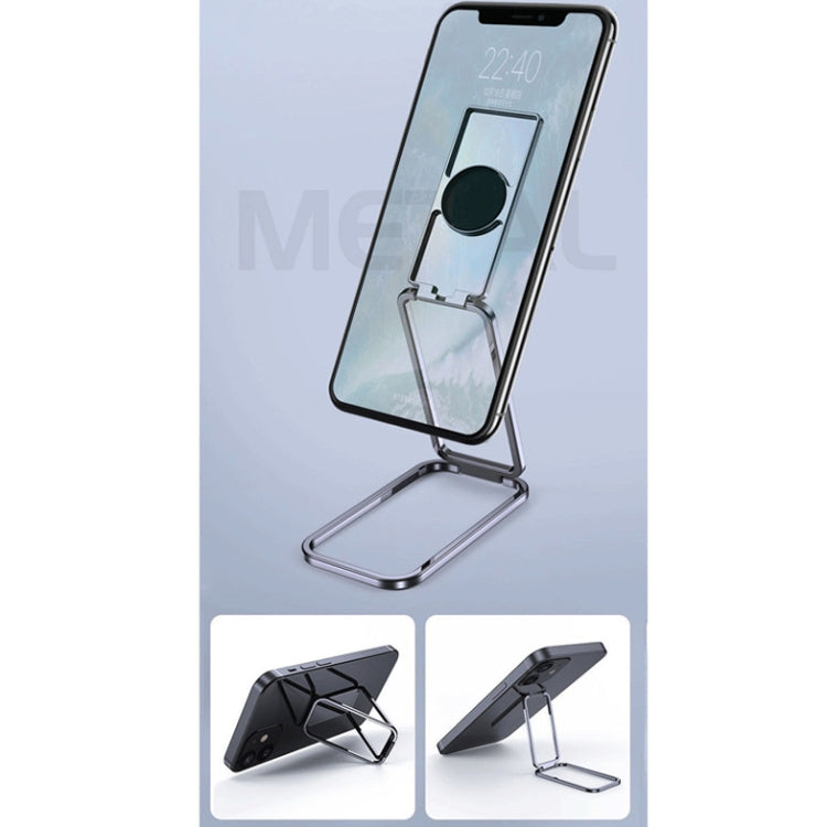 Square Folding Metal Holder Rotating Back Stick Desktop Phone Ring Holder(Space Silver) - Ring Holder by PMC Jewellery | Online Shopping South Africa | PMC Jewellery