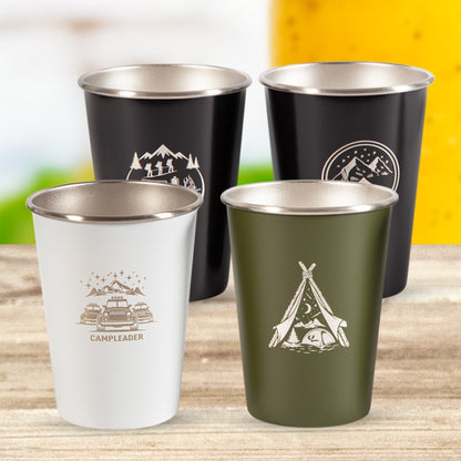 4 PCS / Set Outdoor Picnic Stainless Steel Cup With Storage Bag (Black) - Cookwares & Tablewares by PMC Jewellery | Online Shopping South Africa | PMC Jewellery