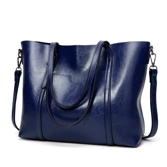 888-G9 Oil Wax Leather All-Match Fashion Handbag(Navy Blue) - Handbags by PMC Jewellery | Online Shopping South Africa | PMC Jewellery