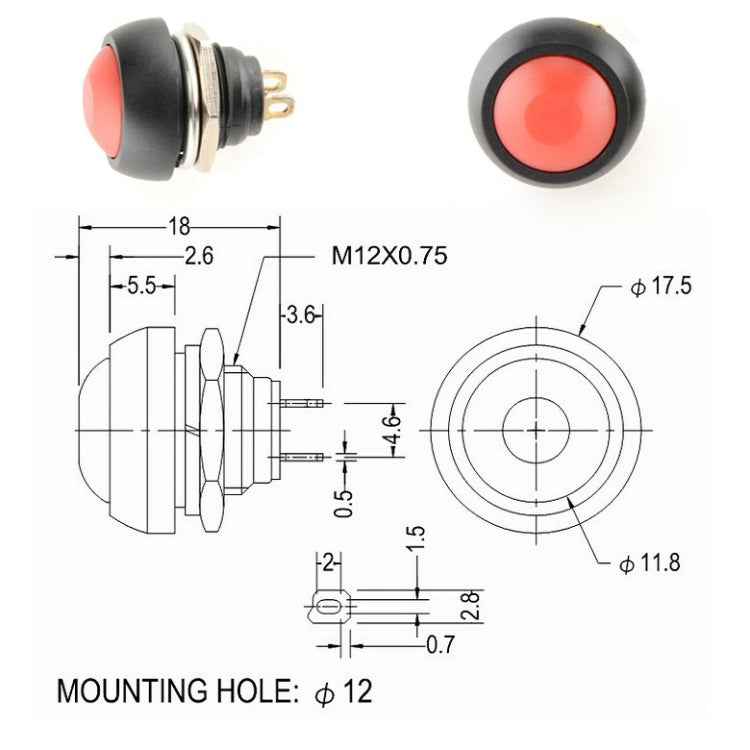 10 PCS Small Waterproof Self-Reset Button Switch(Black) - Switch by PMC Jewellery | Online Shopping South Africa | PMC Jewellery