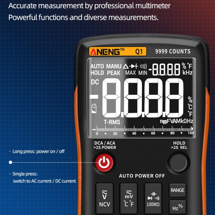 ANENG AN-Q1 Automatic High-Precision Intelligent Digital Multimeter, Specification: Standard with Cable(Orange) - free shipping - PMC TechLife - Order now!