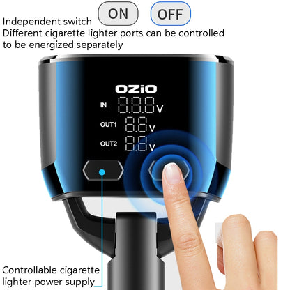 Ozio Car Charger Cigarette Lighter Conversion Plug USB Fast Flashing Charger, Model: CL48Q Black - Car Charger by PMC Jewellery | Online Shopping South Africa | PMC Jewellery