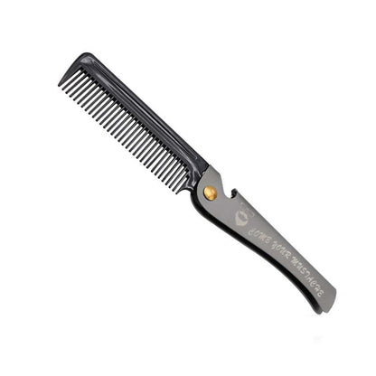 Folding Oil Head Comb Beard Styling Comb(Plating Gray) - Combs by PMC Jewellery | Online Shopping South Africa | PMC Jewellery