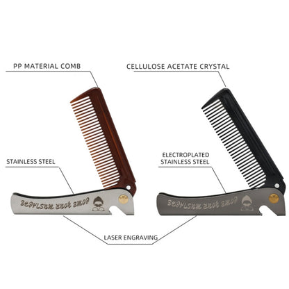 Folding Oil Head Comb Beard Styling Comb(Amber) - Combs by PMC Jewellery | Online Shopping South Africa | PMC Jewellery