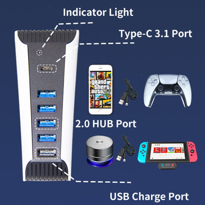 5 in 1 USB HUB For PS5 Console - Adapter & Cables by PMC Jewellery | Online Shopping South Africa | PMC Jewellery