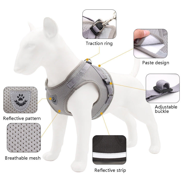 BL-844 Pet Chest Straps Reflective Breathable Dog Rope, Size: XL(Silver Gray) - Leashes by PMC Jewellery | Online Shopping South Africa | PMC Jewellery