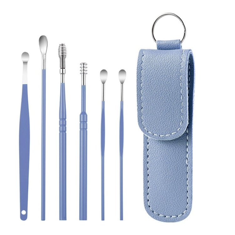 5 Sets 6 In 1 Stainless Steel Spring Spiral Portable Ear Pick, Specification: Blue - Ear Care Tools by PMC Jewellery | Online Shopping South Africa | PMC Jewellery