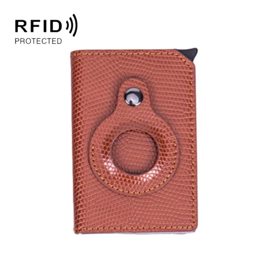 Lizard Pattern RFID Anti-Theft Card Holder With Tracker Hole For Airtag(Brown) - Wallet Series by PMC Jewellery | Online Shopping South Africa | PMC Jewellery