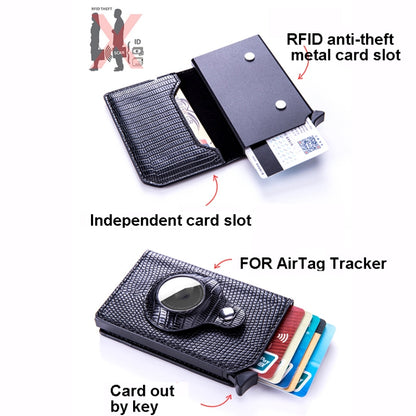 Lizard Pattern RFID Anti-Theft Card Holder With Tracker Hole For Airtag(Green) - Wallet Series by PMC Jewellery | Online Shopping South Africa | PMC Jewellery