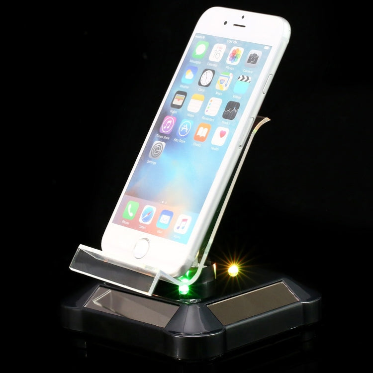 Solar Turntable Mobile Phone Stand Display Stand With Coloful Light(White) - Desktop Holder by PMC Jewellery | Online Shopping South Africa | PMC Jewellery