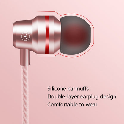 2 PCS TS8 3.5mm In-Ear Metal Wired Control Phone Earphone(Rose Gold) - In Ear Wired Earphone by PMC Jewellery | Online Shopping South Africa | PMC Jewellery