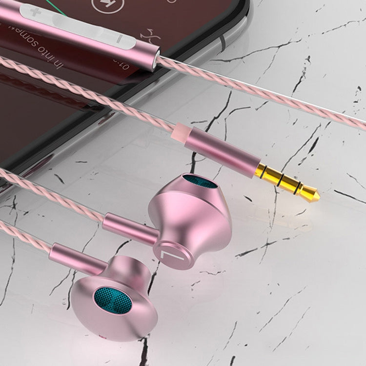TS5000 3.5mm Metal Subwoofer Wired Earphone(Pink) - Normal Style Earphone by PMC TechLife | Online Shopping South Africa | PMC TechLife