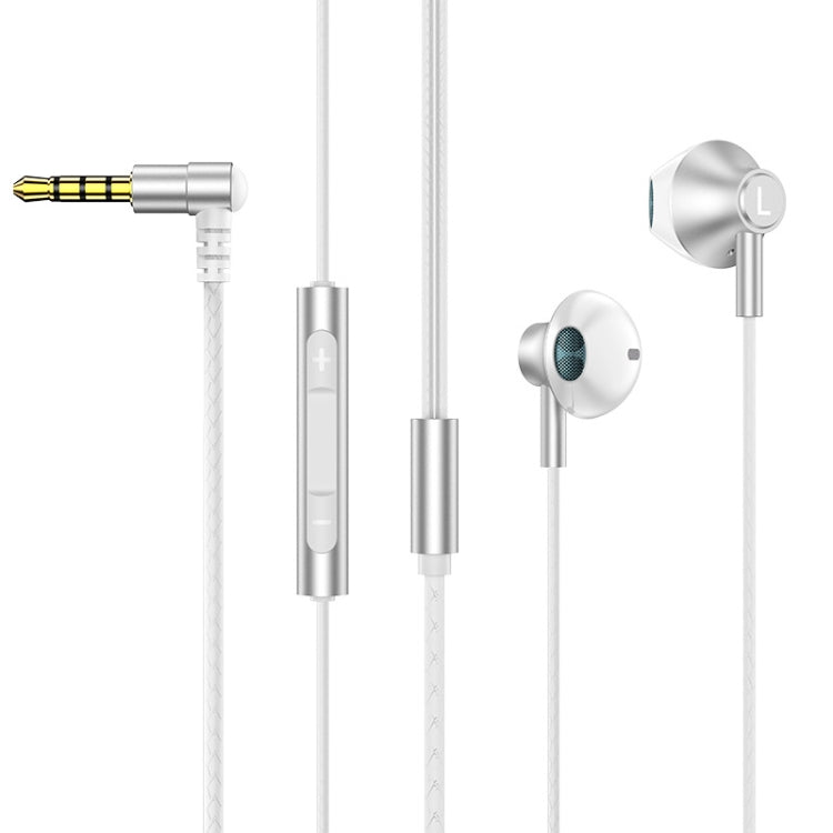 TS6800 3.5mm Metal Elbow Noise Cancelling Wired Game Earphone(Silver Gray) - Normal Style Earphone by PMC Jewellery | Online Shopping South Africa | PMC Jewellery