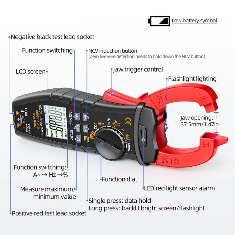 ANENG ST192 600A DC Current Multifunctional AC And DC Clamp Digital Meter - Digital Multimeter by ANENG | Online Shopping South Africa | PMC Jewellery