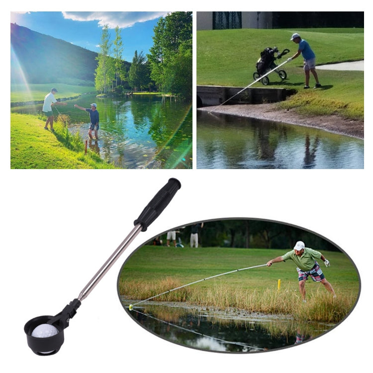 Golf 8 Sections Foldable Antenna Rod Stainless Steel Ball Picker(Black) - Golf Accessories by PMC Jewellery | Online Shopping South Africa | PMC Jewellery