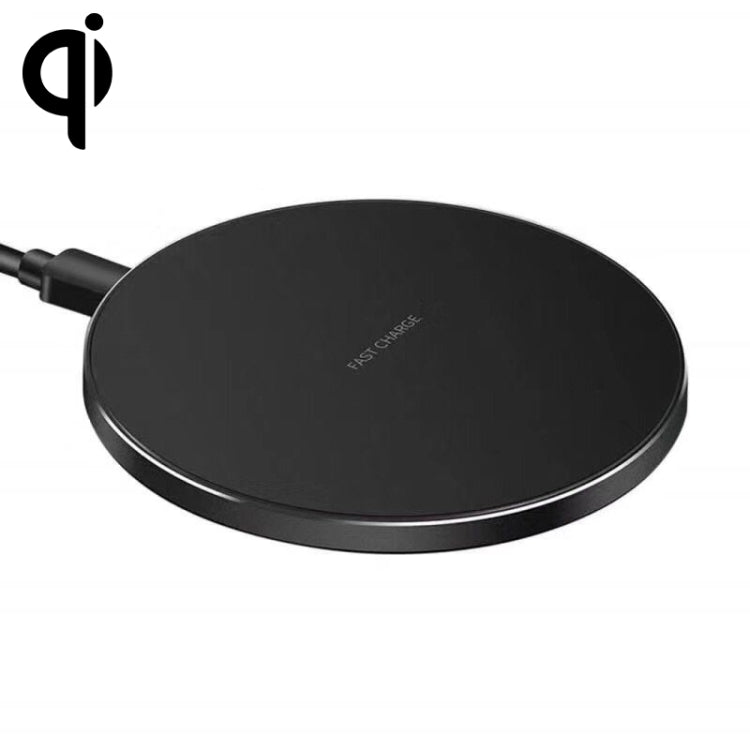15W Metal Round Wireless Charger Smart Fast Charge(Black + Black Surface) - Wireless Charger by PMC TechLife | Online Shopping South Africa | PMC TechLife
