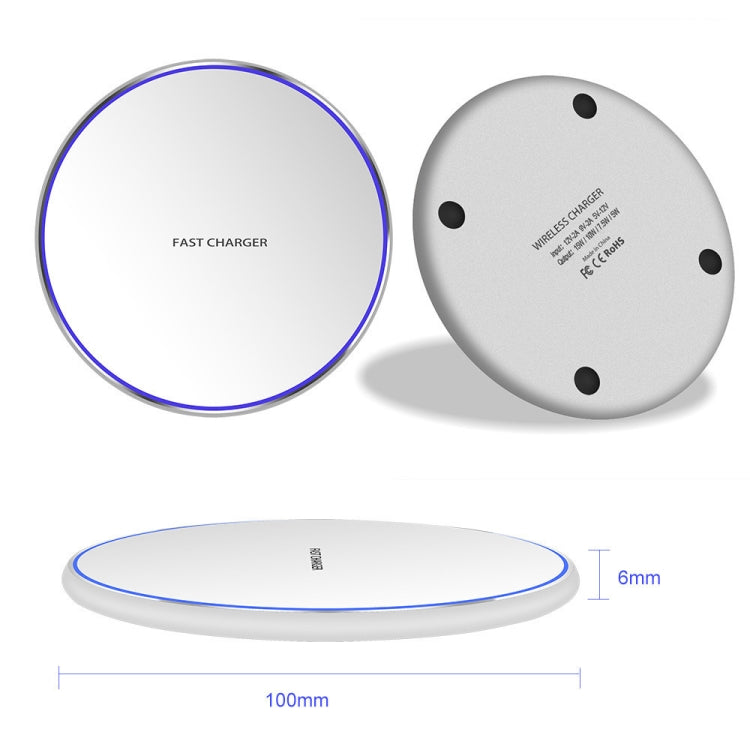 15W Metal Round Wireless Charger Smart Fast Charge(Silver + White Surface) - Wireless Charger by PMC Jewellery | Online Shopping South Africa | PMC Jewellery