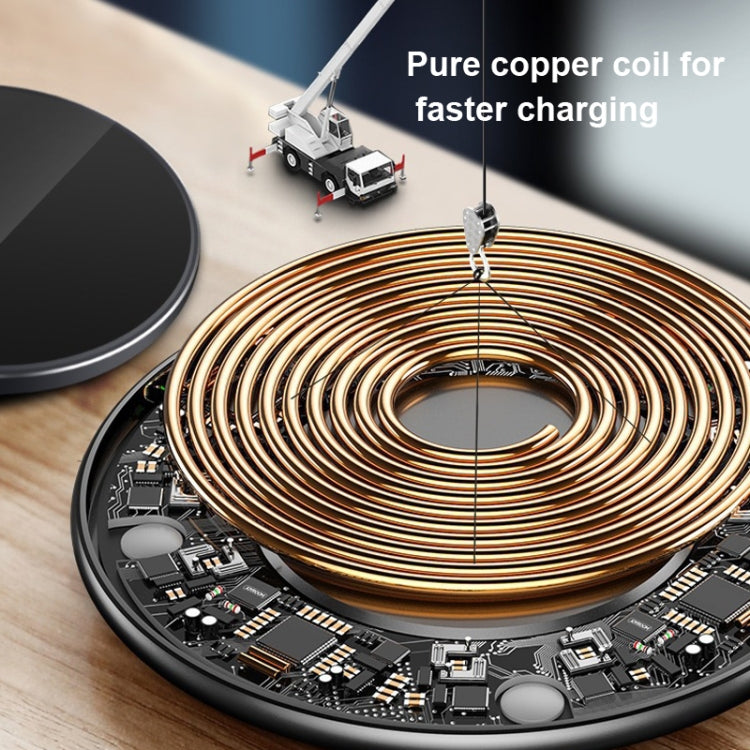 15W Metal Round Wireless Charger Smart Fast Charge(Silver + White Surface) - Wireless Charger by PMC Jewellery | Online Shopping South Africa | PMC Jewellery