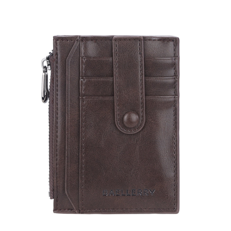 BAELLERRY  K9149  Multi-Card Buckle Zip Coin Pocket Thin Card Holder(Coffee) - Card & Passport Bags by BAELLERRY | Online Shopping South Africa | PMC Jewellery