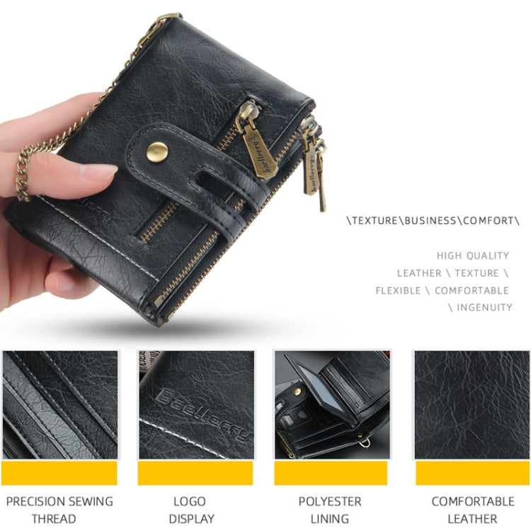 Baellerry  Short Wallet Double Zipper Tri-Fold Wallet For Men(Black) - Wallets by Baellerry | Online Shopping South Africa | PMC Jewellery