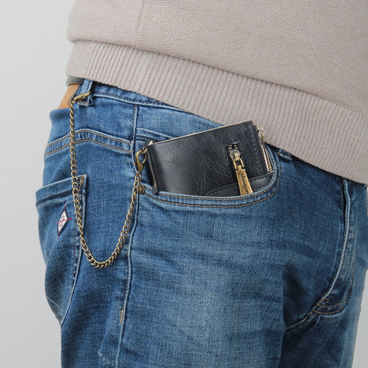 Baellerry  Short Wallet Double Zipper Tri-Fold Wallet For Men(Black) - Wallets by Baellerry | Online Shopping South Africa | PMC Jewellery