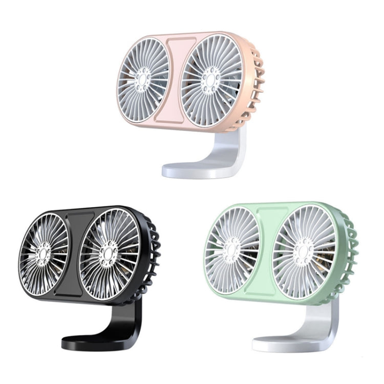 F211 Car Double Head With Led Electric Fan Car Air Outlet Instrument Panel USB Mini Fan(Black) - Heating & Fans by PMC Jewellery | Online Shopping South Africa | PMC Jewellery