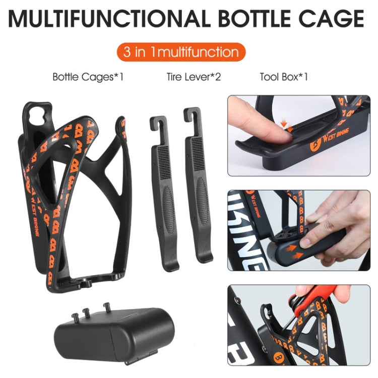 WEST BIKING Bicycle Multifunctional Bottle Cage Tire Lever Tool Box(Black Red) - Holders by PMC TechLife | Online Shopping South Africa | PMC TechLife