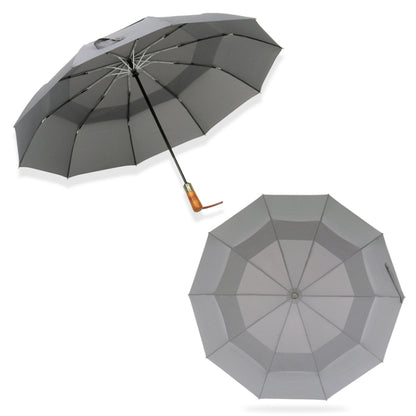 PARACHASE Ten-bone Double-layer Large Windproof Business Automatic Folding Umbrella(Grey) - Umbrellas by PARACHASE | Online Shopping South Africa | PMC Jewellery