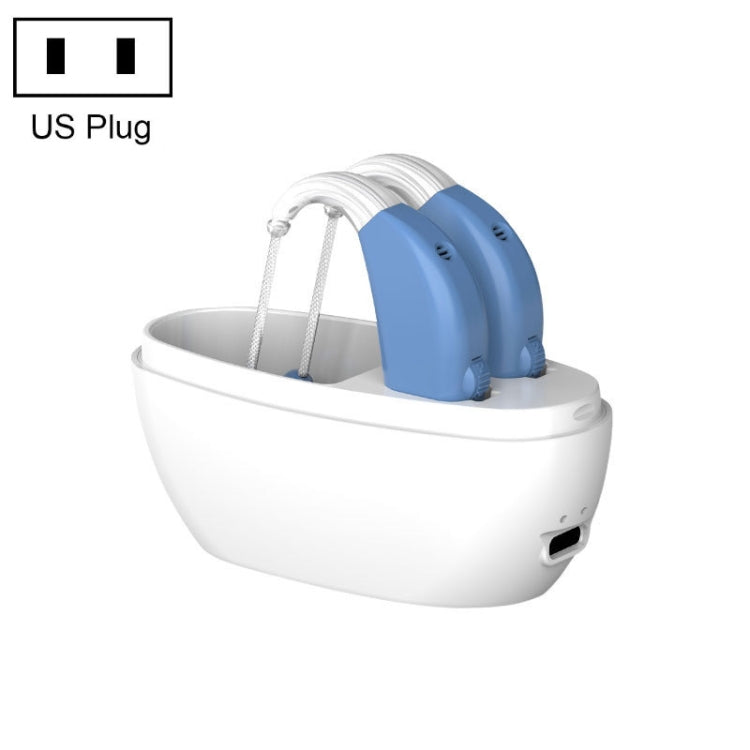 Elderly Use Can Charge Sound Amplifier Hearing Aid, Specification: US Plug(Blue Double Machine+White Charging Bin) - Hearing Aids by PMC Jewellery | Online Shopping South Africa | PMC Jewellery