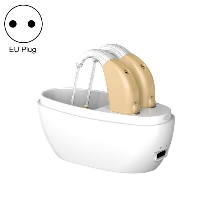 Elderly Use Can Charge Sound Amplifier Hearing Aid, Specification: EU Plug(Skin Color Double Machine+White Charging Bin) - Hearing Aids by PMC Jewellery | Online Shopping South Africa | PMC Jewellery