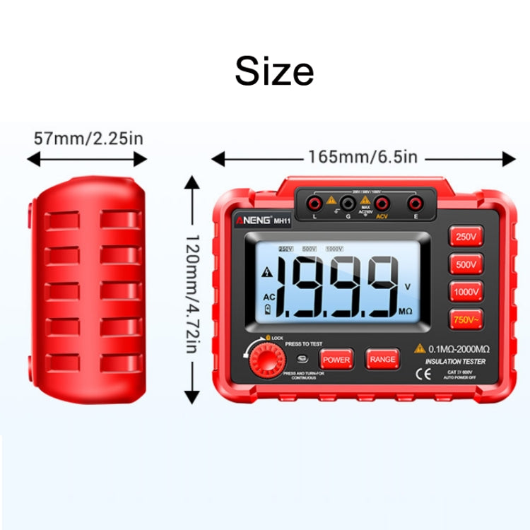 ANENG MH11 High Voltage Digital Insulation Resistance Voltage Tester(Green) - Current & Voltage Tester by ANENG | Online Shopping South Africa | PMC Jewellery | Buy Now Pay Later Mobicred