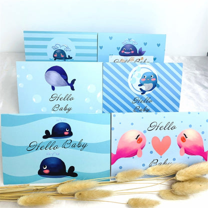 6 PCS / Set Pink and Blue Whale Baby Party Invitation Card(As Show) - Cards & Invitations by PMC Jewellery | Online Shopping South Africa | PMC Jewellery